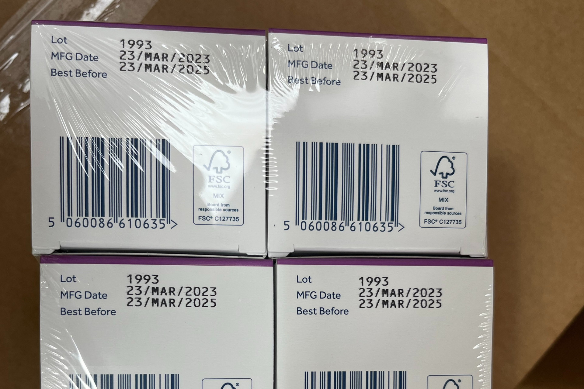 Optibac Cartons with Lot, Manufacture and Best Before